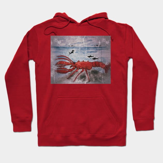 Monster Lobster Grunge Hoodie by Matt Starr Fine Art